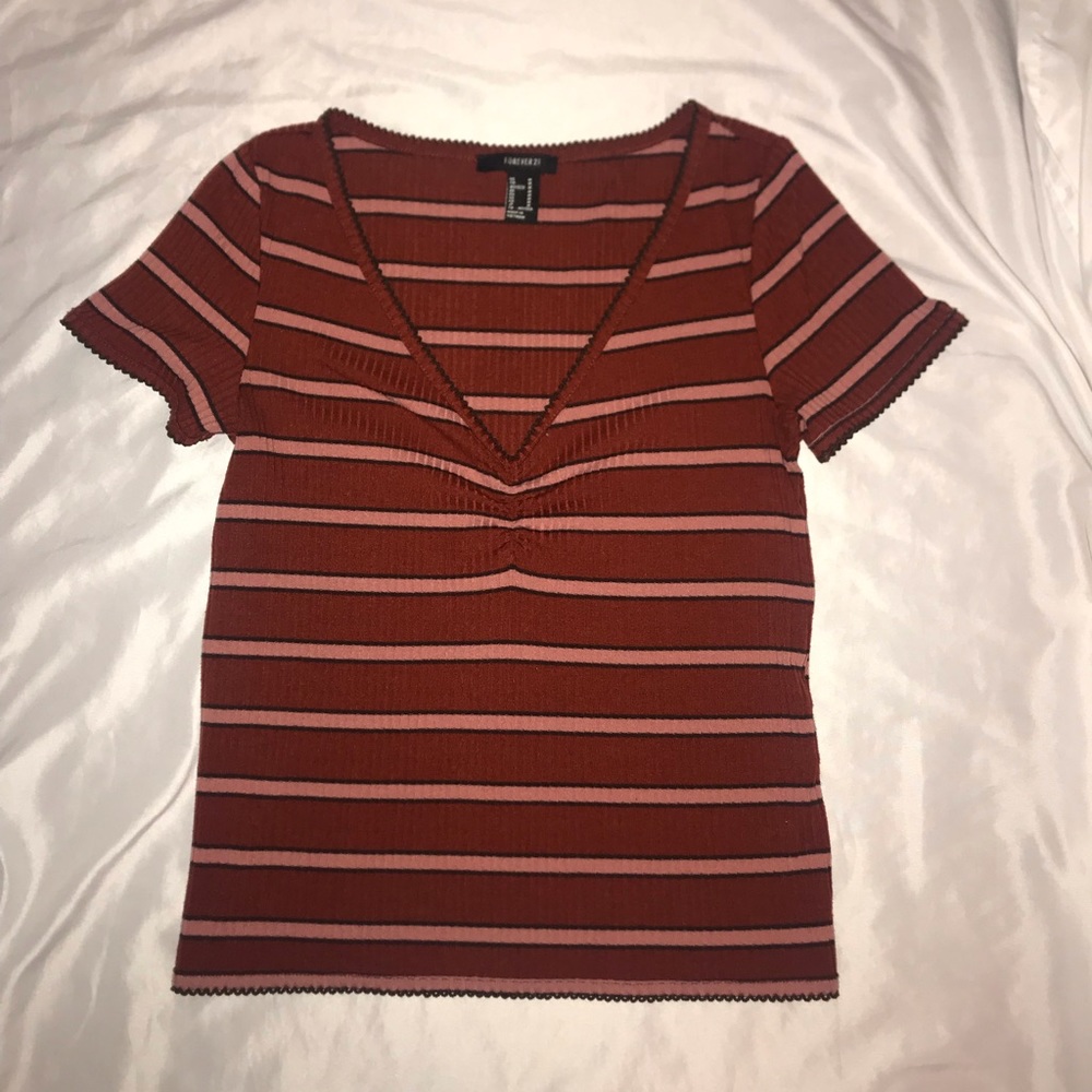 Forever 21 Medium stripped short sleeve blouse